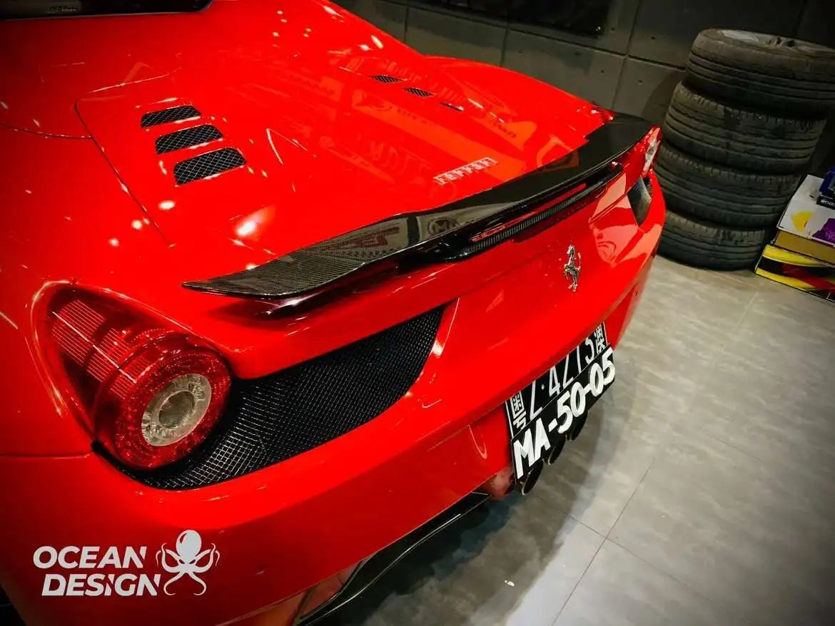 Suitable for Ferrari 458 Modified with Special Carbon Fiber Tail Wing, Front Bumper, Hood, Lip, Rear Spoiler Comparison Trim
