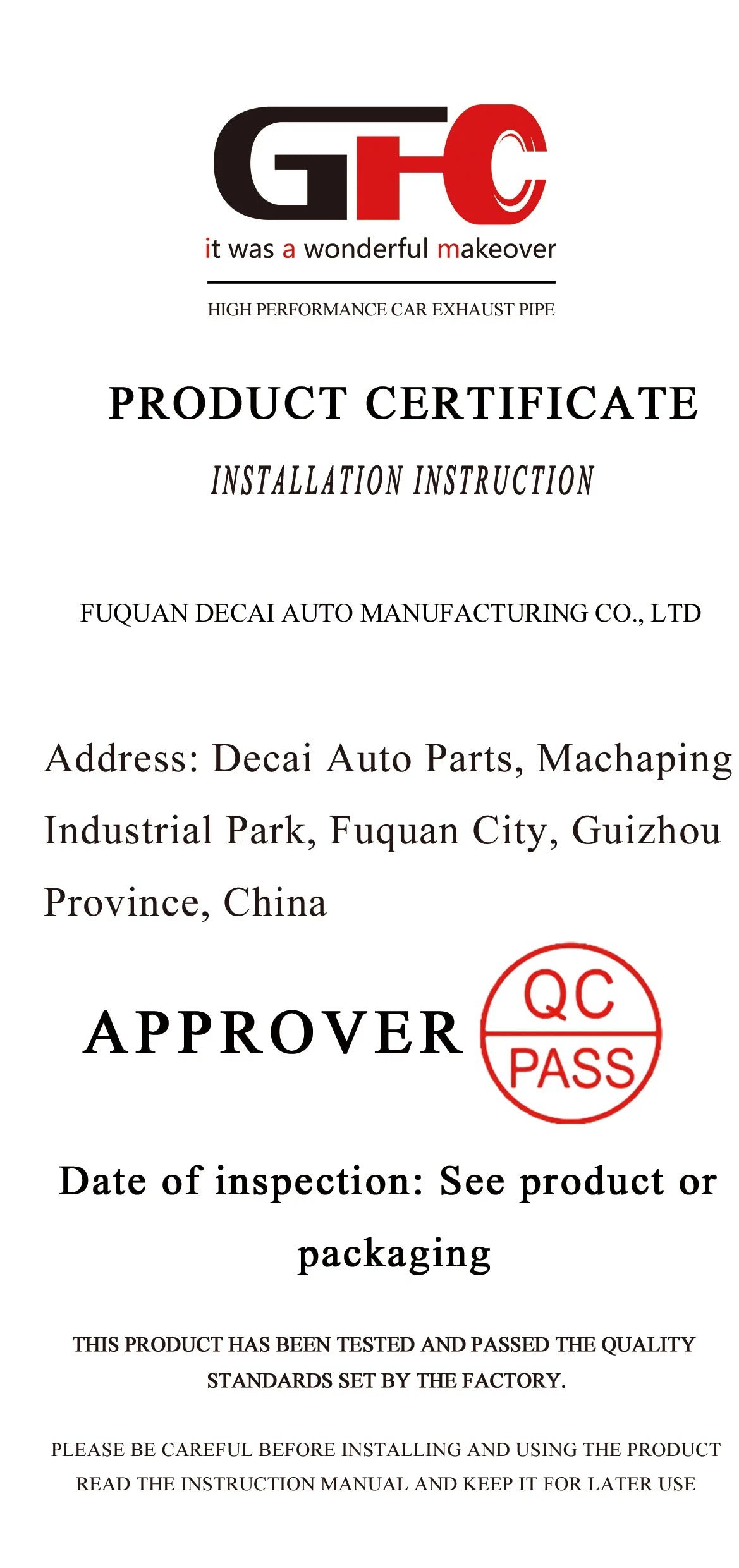 GFC catback exhaust muffler for  Volvo XC60 XC90 2.0T, Car electric valve exhaust system made of 304 stainless steel