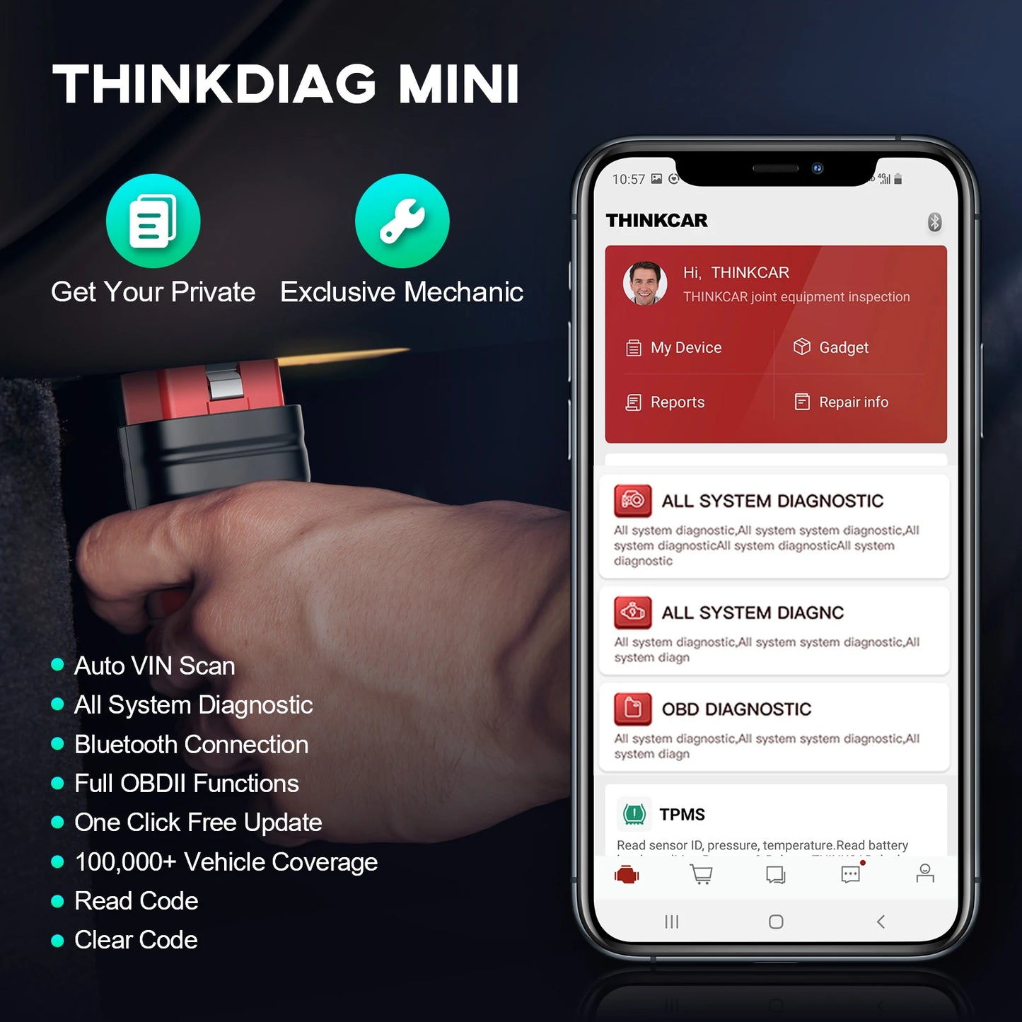 10-100Pcs THINKDIAG Mini/THINKCAR BD6 OBD2 Scanner All Cars Full System Diagnosis Lifetime Free obd 2 Diagnostic Tool