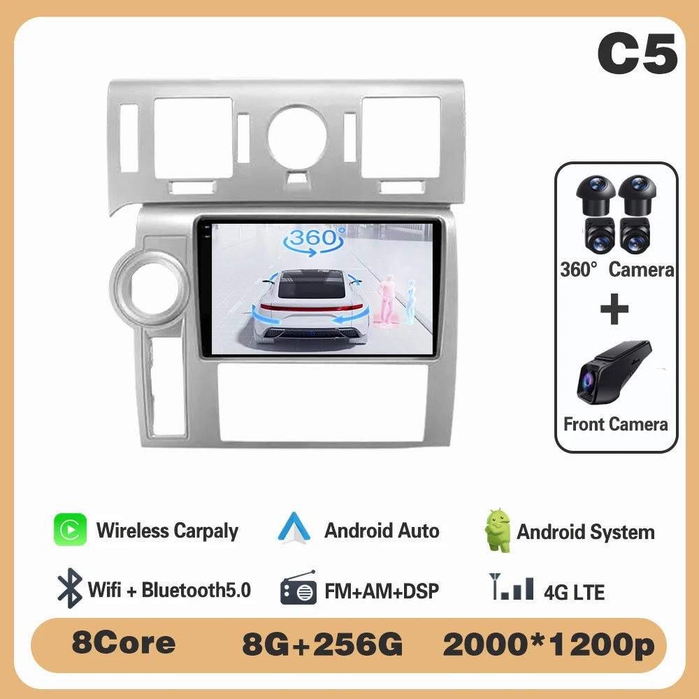 Car Radio Android 14 For Hummer H2 E85 2007 - 2009 Carplay Stereo DVD No 2din Autoradio Multimedia Bluetooth Navigation GPS WIFI