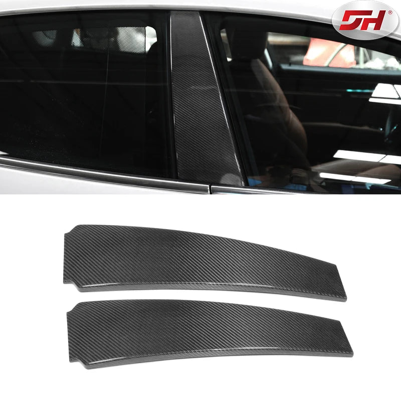 Car Carbon Fiber Window Center Pillar B-pillar Decorative Sticker Cover for Maserati Quattroporte Ghibli 2013- UP