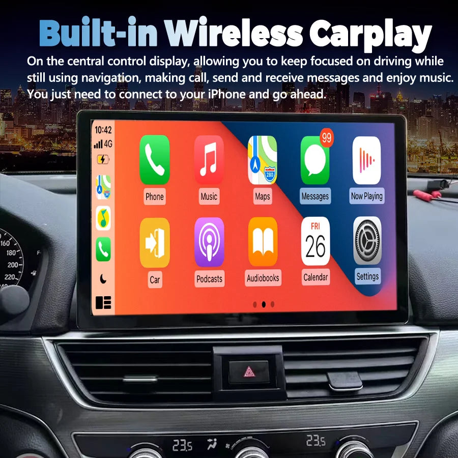 13.3'' Android 14 2K Screen For Honda Accord 2018 2019 2020 Stereo GPS Car Multimedia Video Player Navigation Carplay Head Unit