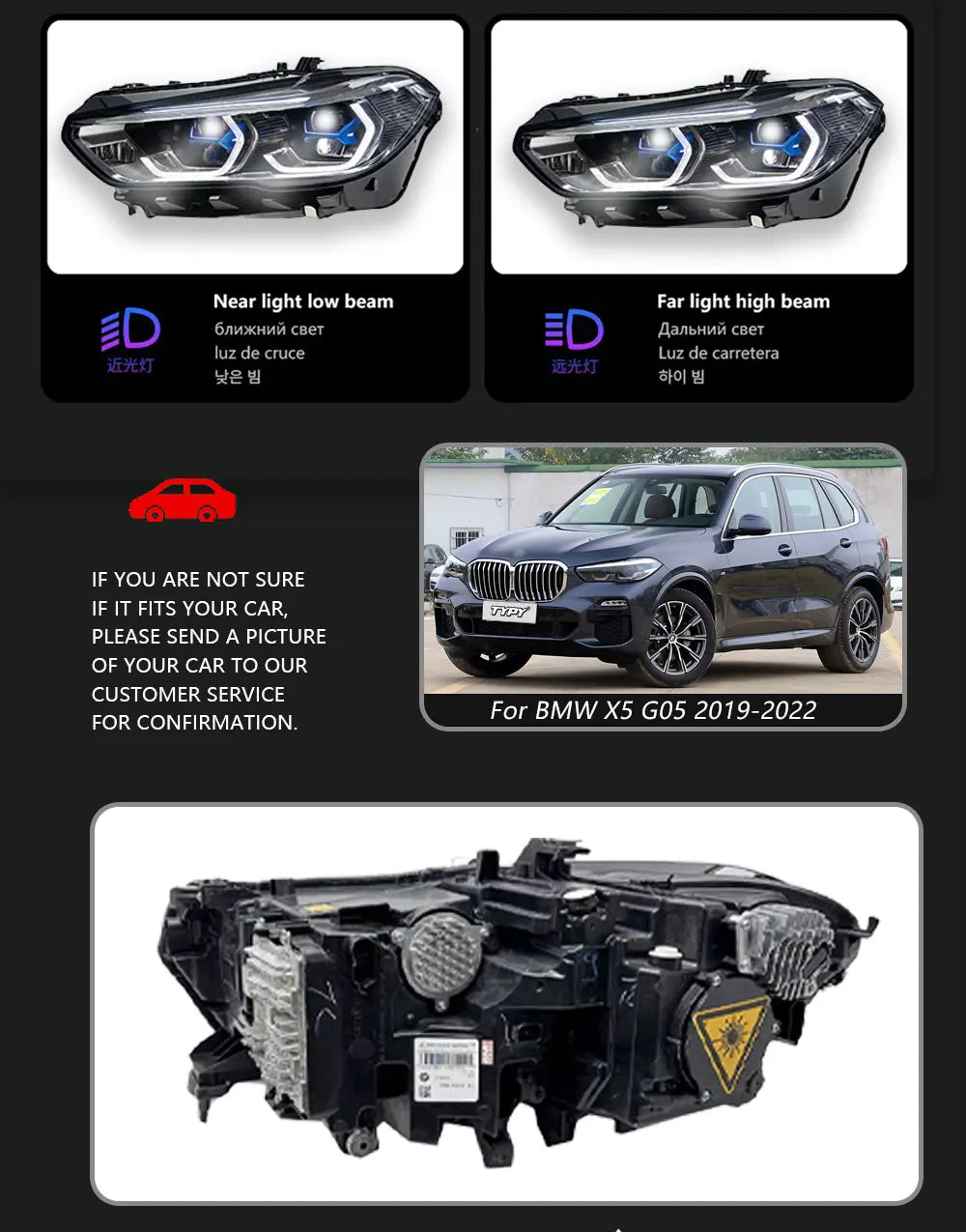 TYPY Car Lights For BMW X5 G05 2019-2022 Headlight LED Projetor head Lamp Daytime Running Light Automotive Accessories