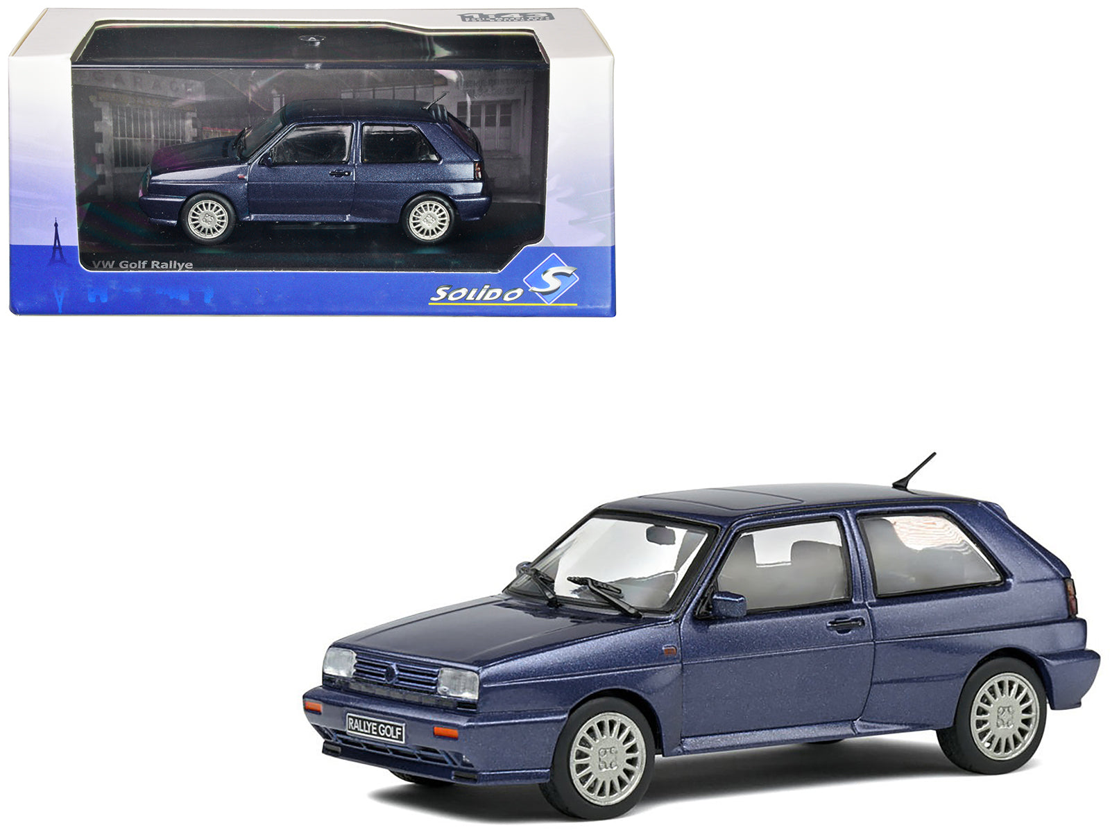 1989 Volkswagen Golf Rallye G60 Syncro Blue Metallic 1/43 Diecast Model Car by Solido free shipping USA