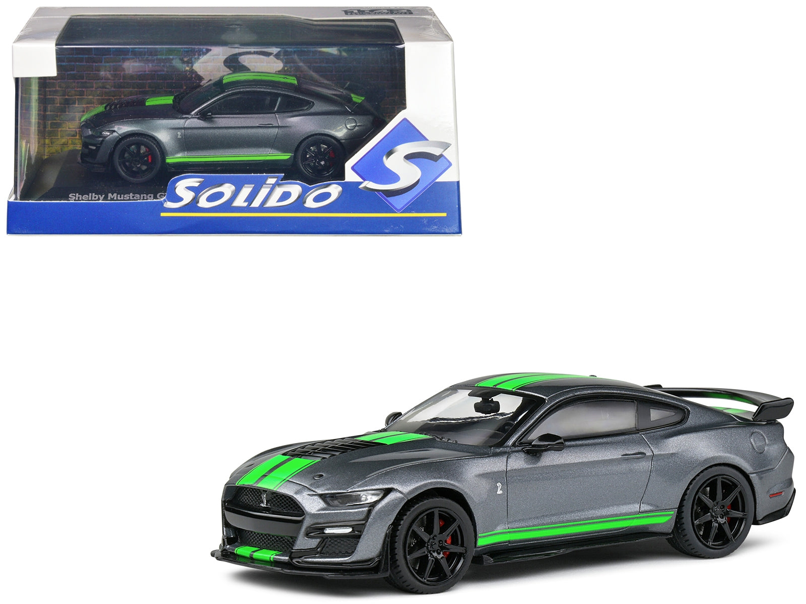 Shelby Mustang GT500 Fast Track Gray Metallic with Neon Green - Premium Shelby Models from Solido - Just $61.19! Shop now at Rapidvehicles