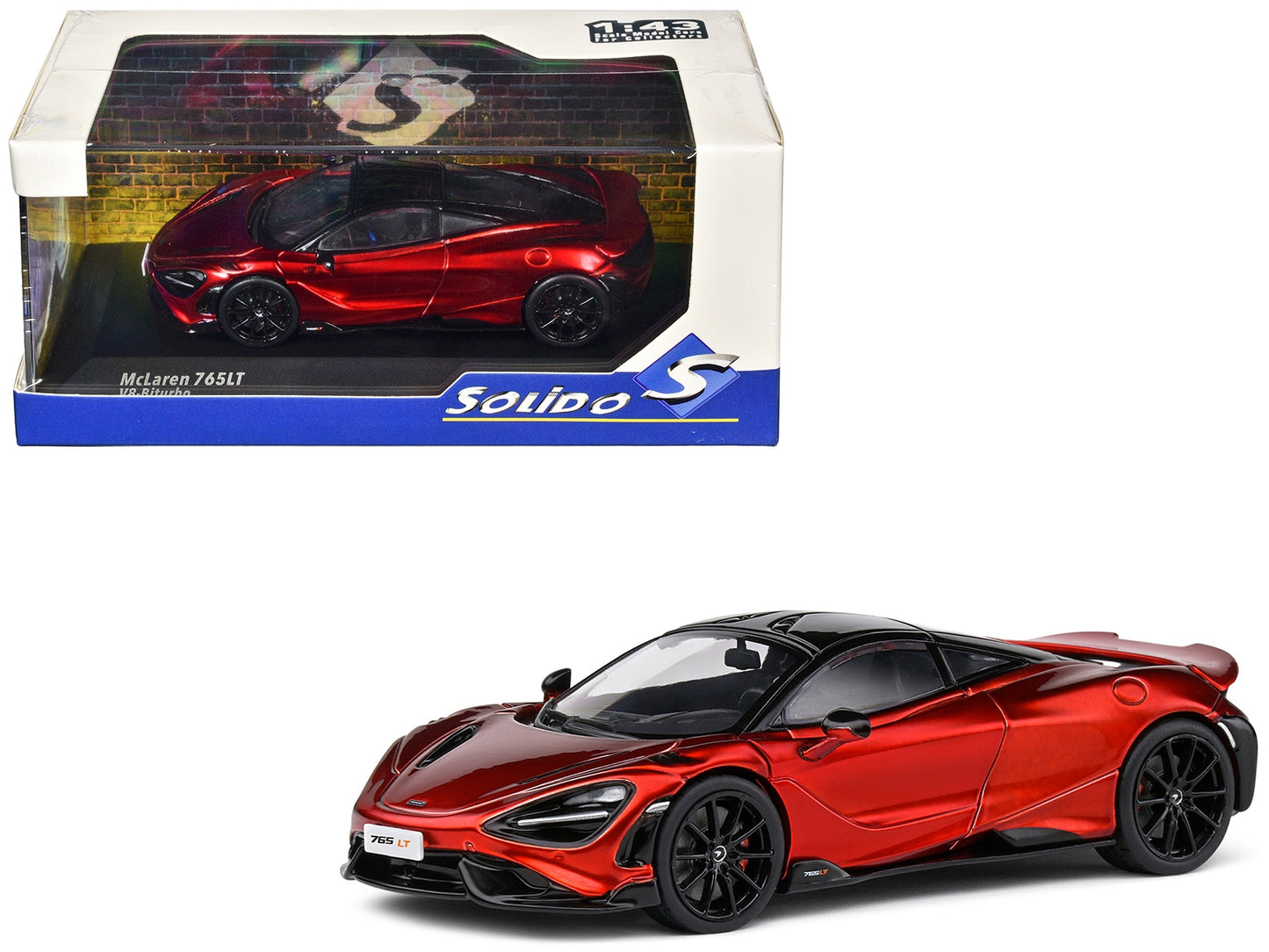 2020 McLaren 765 LT Volcano Red Metallic with Black Top 1/43