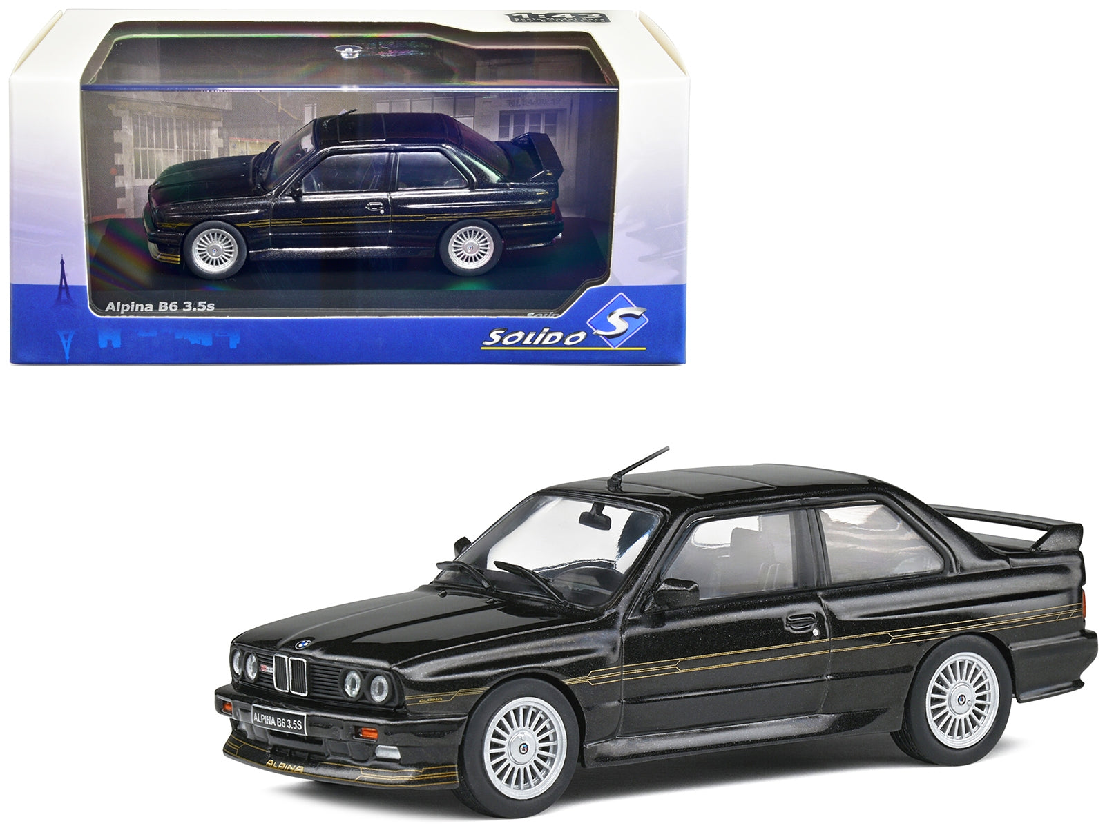 1989 BMW E30 M3 Alpina B6 3.5S Diamond Black Metallic 1/43 Diecast Model Car by Solido - Premium BMW Models from Solido - Just $46.99! Shop now at Rapidvehicles