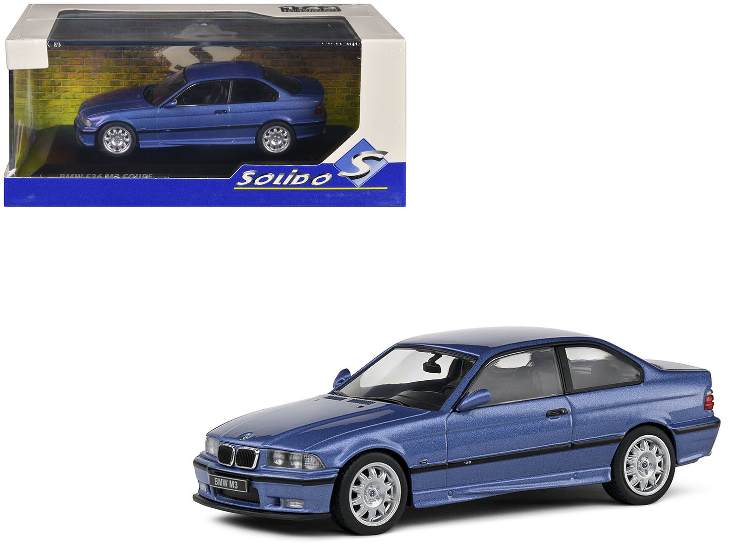 1999 BMW E36 M3 Coupe Estoril Blue Metallic 1/43 Diecast Model Car by Solido