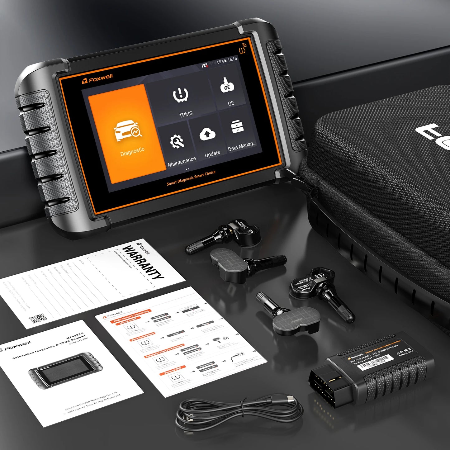 FOXWELL NT809TS TPMS Programming Tool All Systems Car Scanner Bi-Directional Control 30+ Reset OBD2 Bluetooth Diagnostic Tools