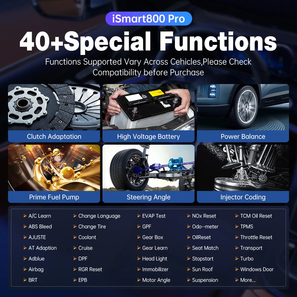 Vident iSmart800Pro Car Scanner All System Diagnosis 40 Reset Function OBDII Full Function Key Fob Programming Scanner Tool