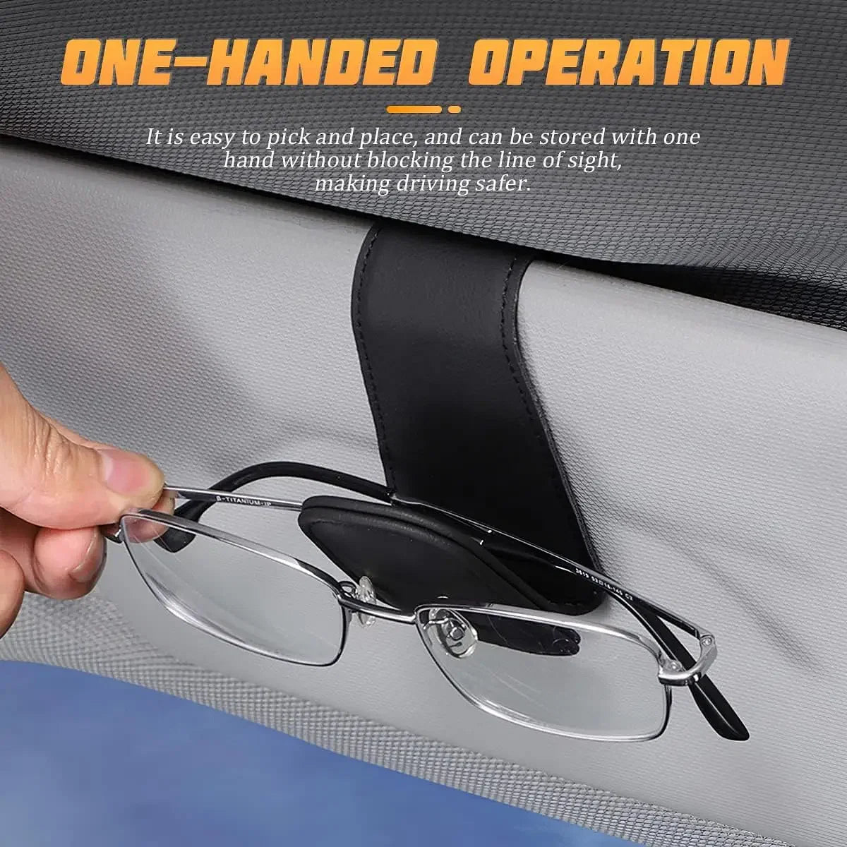 Color Name: Orange - Sunglasses Holders for Car Sun Visor, Leather Eyeglasses Hanger Mounter, Magnetic Glasses Holder and Ticket Card Clip - Premium Interior Accessories from NoEnName_Null - Just $15.53! Shop now at Rapidvehicles