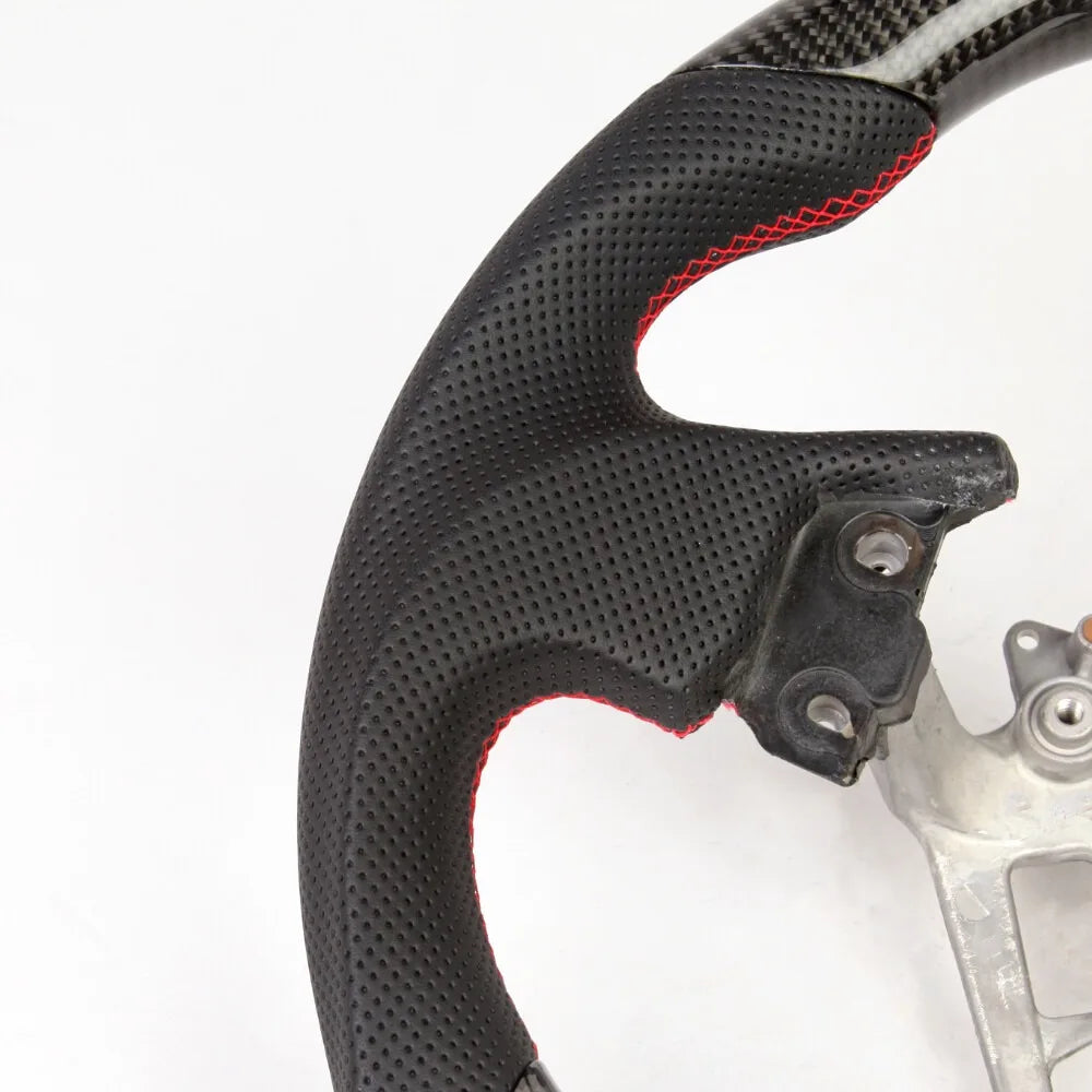 Real Carbon Fiber Steering Wheel For Dodge Charger Challenger Durango 2011-2014 Perforated Leather Red Stripe