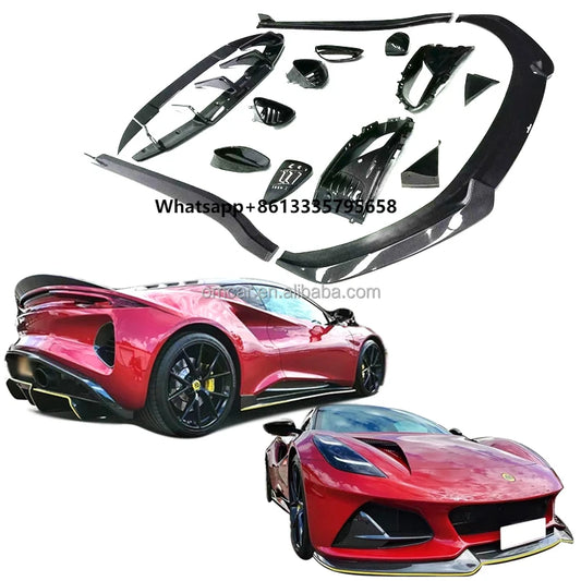 Car Exterior Accessories Dry Carbon Fiber Body Kit Front Lip Side Skirts Rear Diffuser Spoiler Wing Mirrors for Lotus Emira