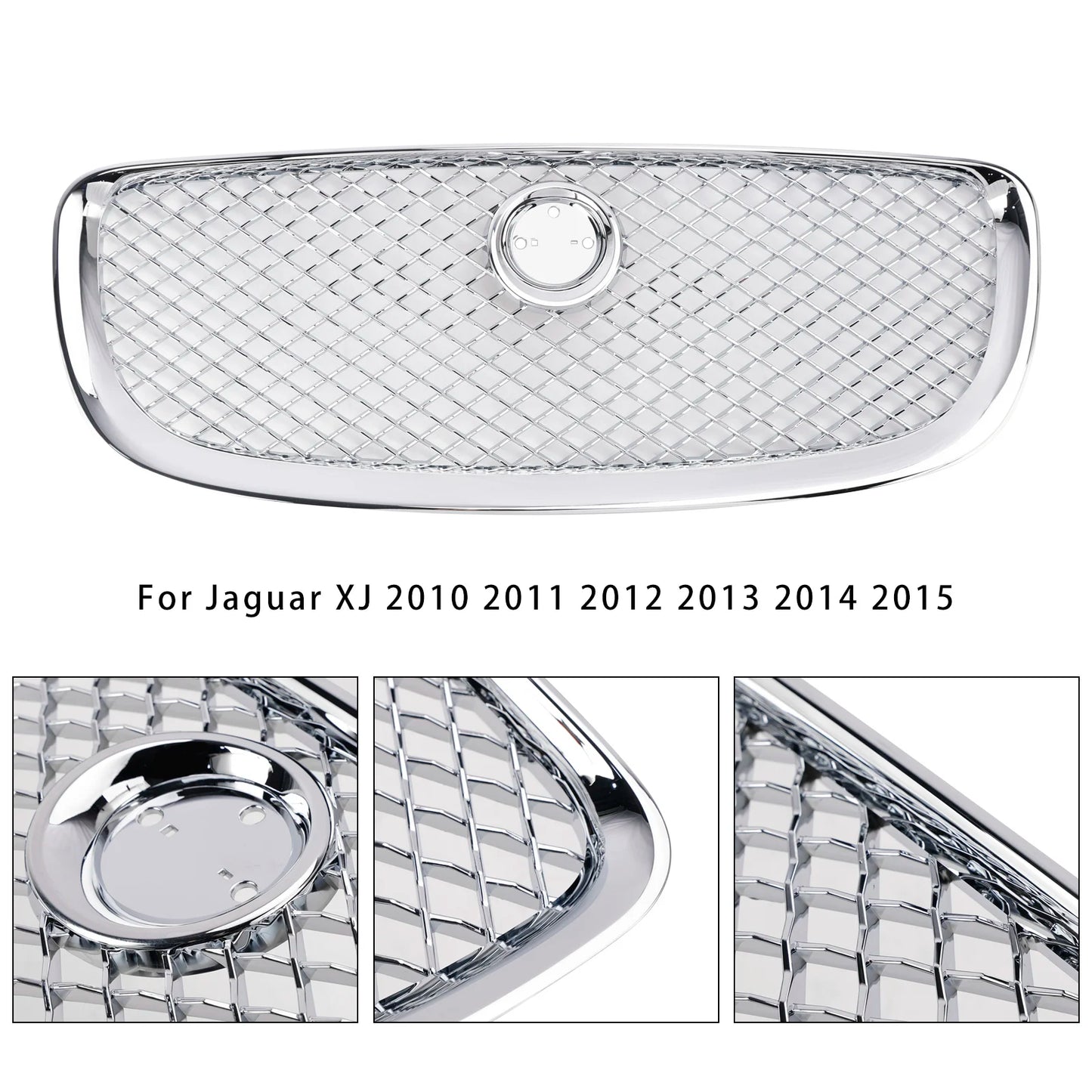 Chrome Front Bumper Grill Grille Fit for Jaguar XJ 2010 2011 2012 2013 2014 2015