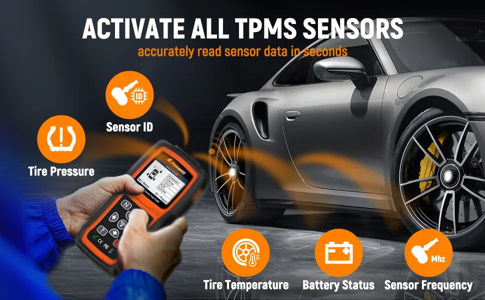 Foxwell T1000 TPMS Tool Tire Pressure Monitoring Sensor Programming Relearning Activation and OBD System Reset Car TPMS Reset