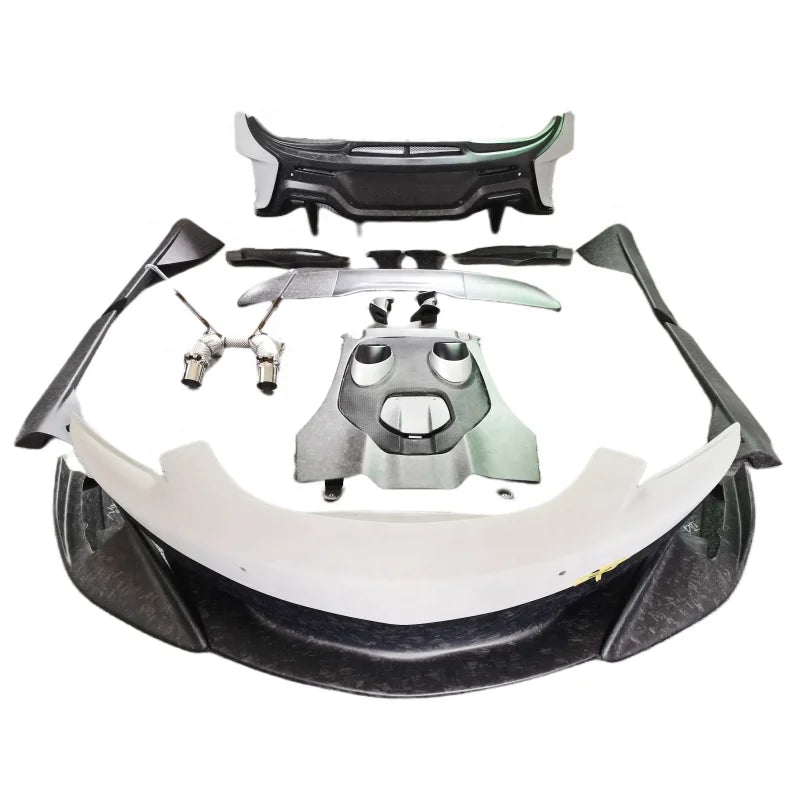 Forged semi-carbon fiber 600LT style front Rear bumper side skirt spoiler rear hood exhaust for McLaren 540C 570S Upgrade 600LT