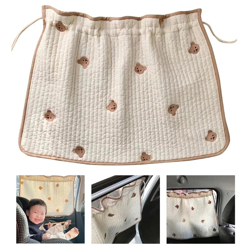 Color: Brown - Car Sunshade Curtain Cute Cartoon Side Window - Premium Exterior Accessories from NoEnName_Null - Just $16.99! Shop now at Rapidvehicles