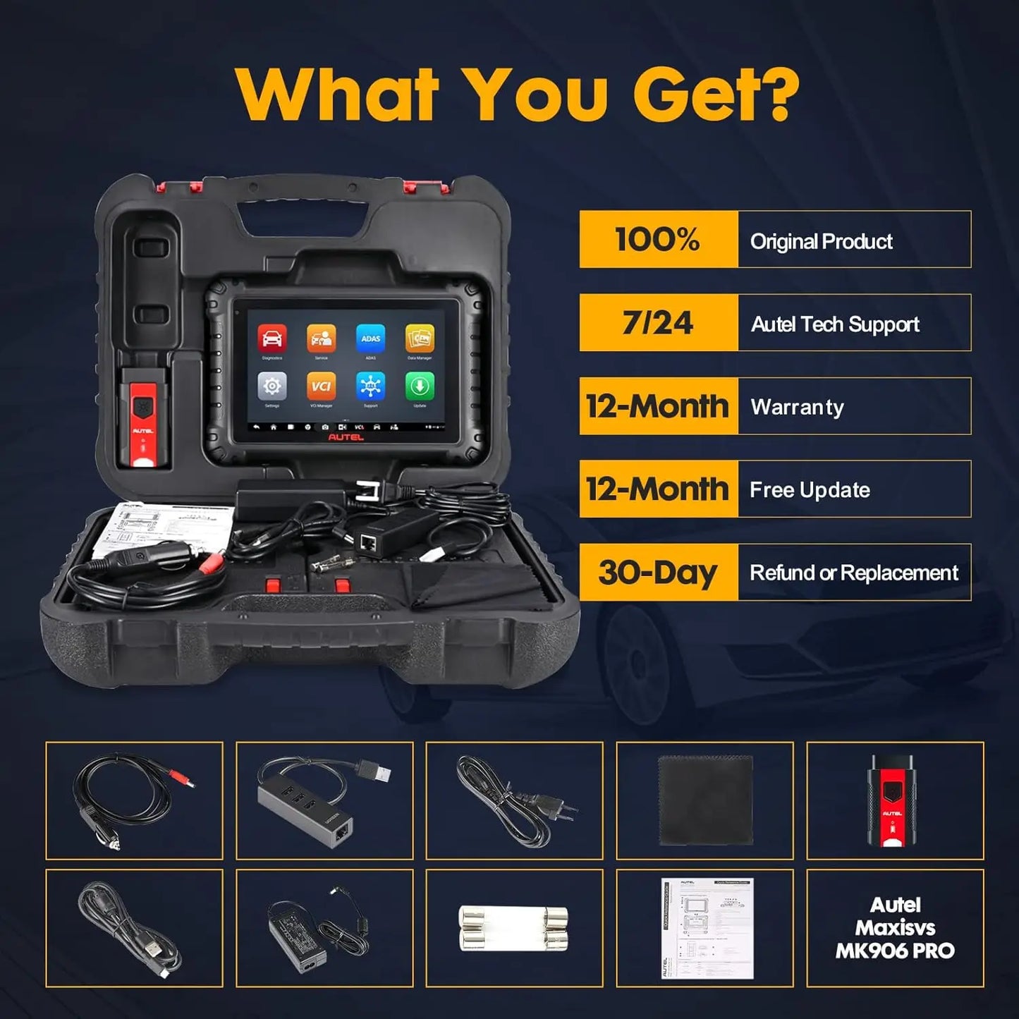 Autel MK906 PRO MK906Pro Автомобильный диагностический инструмент с аппаратным обеспечением ультра-уровня, обслуживанием 36+