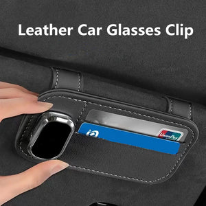 Color Name: Black - Multi-function Sunglasses Holder, Leather Glasses Holders for Car Sun Visor, Eyeglasses Hanger and Ticket Card Clip - Premium Interior Accessories from NoEnName_Null - Just $31.88! Shop now at Rapidvehicles