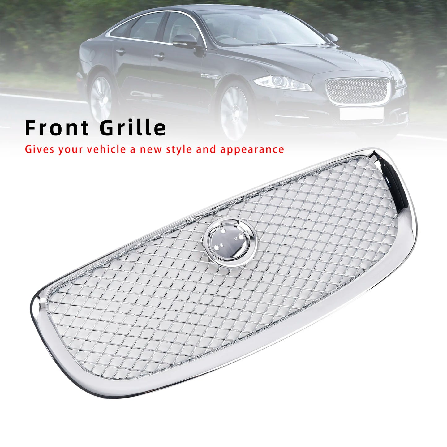 Chrome Front Bumper Grill Grille Fit for Jaguar XJ 2010 2011 2012 2013 2014 2015
