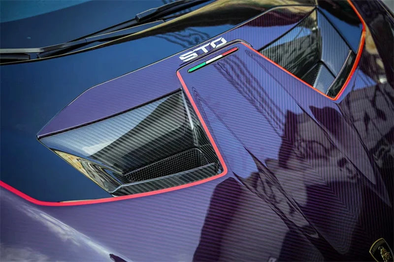 Used for Lamborghini Huracan LP610 LP580 EVO STO Style Dry Carbon Fiber Front and Rear Bumper Side Skirts Hood and Body Kit