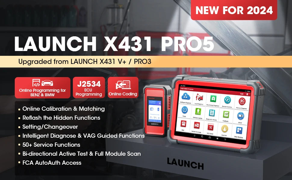 Launch X431 Pro5 Smartlink Car Diagnostic Tool ECU Programming Tool with J2534 SmartLink OBD2 Scanner