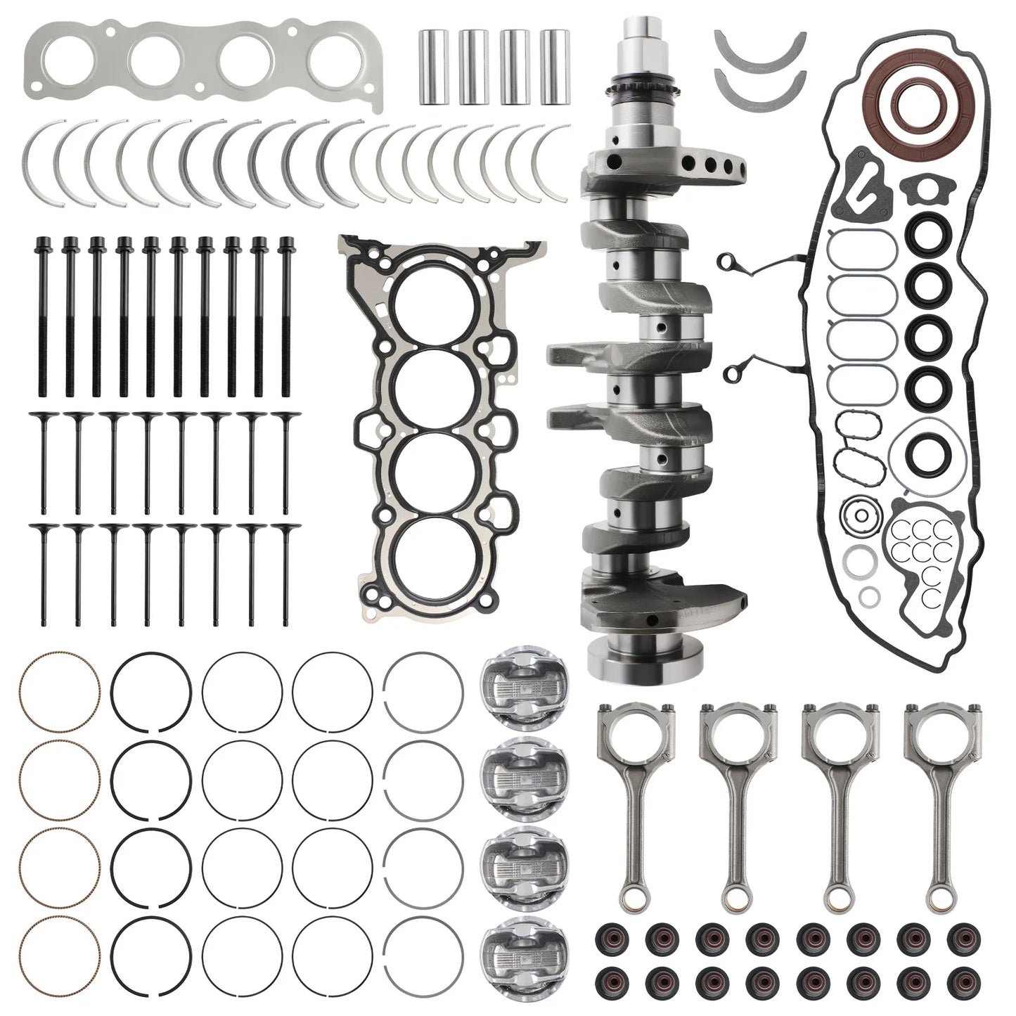 2.0L Engine Crankshaft Con Rods+Piston+Bearings+Gasket Kit For Hyundai Kia G4NC