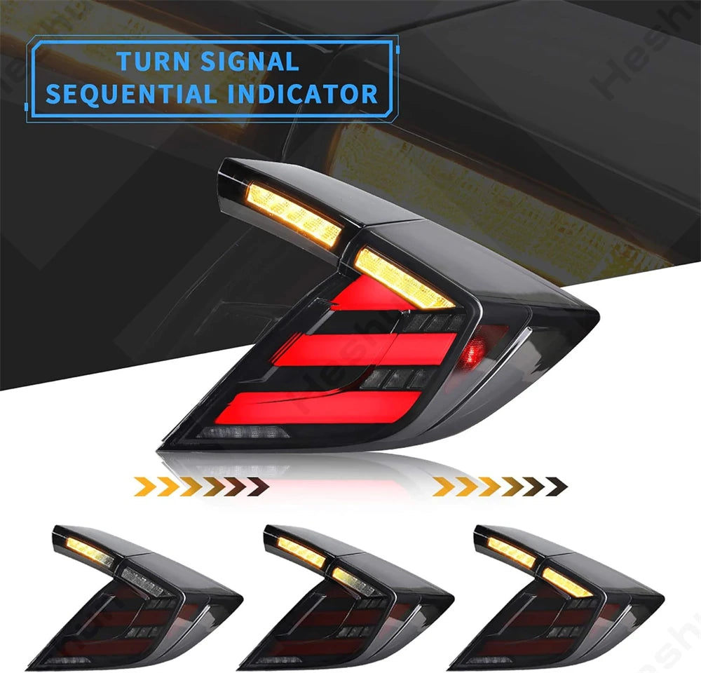Taillights For Honda Civic Hatchback/Type R 2016-2022 FK7 FK8 10th Gen Tail Lamp Rear Fog Light LED Sequential Signal Assembly