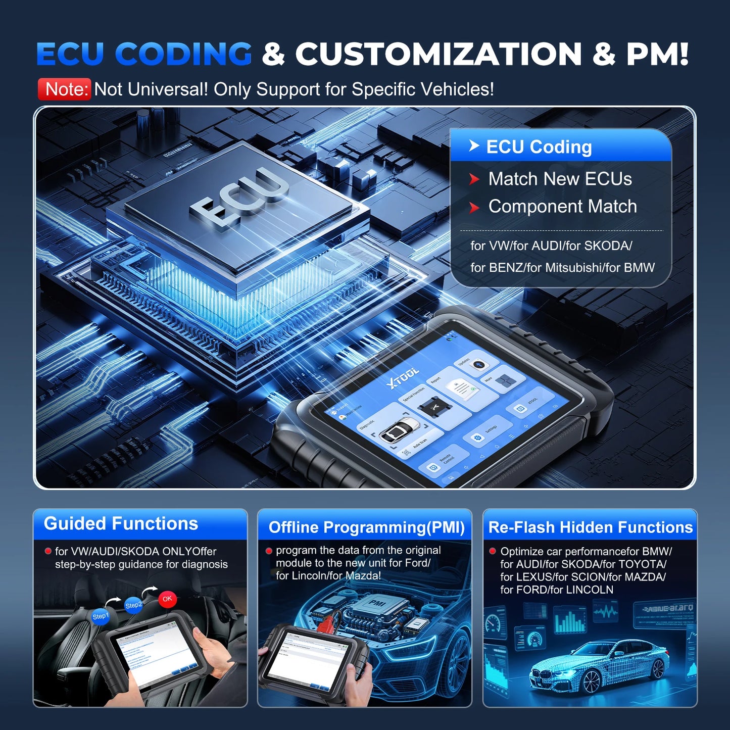XTOOL D8S Car Diagnostic Tools Bidirectional Scan Tool Automotive Scanner ECU Coding Key Programming 42+ Services Topology Map