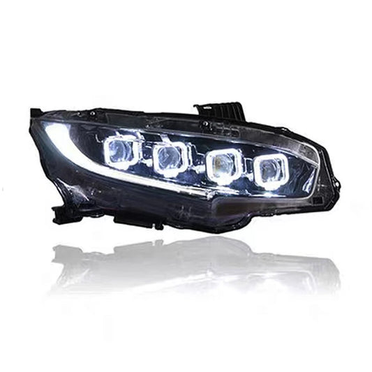 AKD-Car Styling Head Light Parts for CIVIC X G10 Bugatti Modified LED Lamps Headlights DRL Dual Projector Facelift