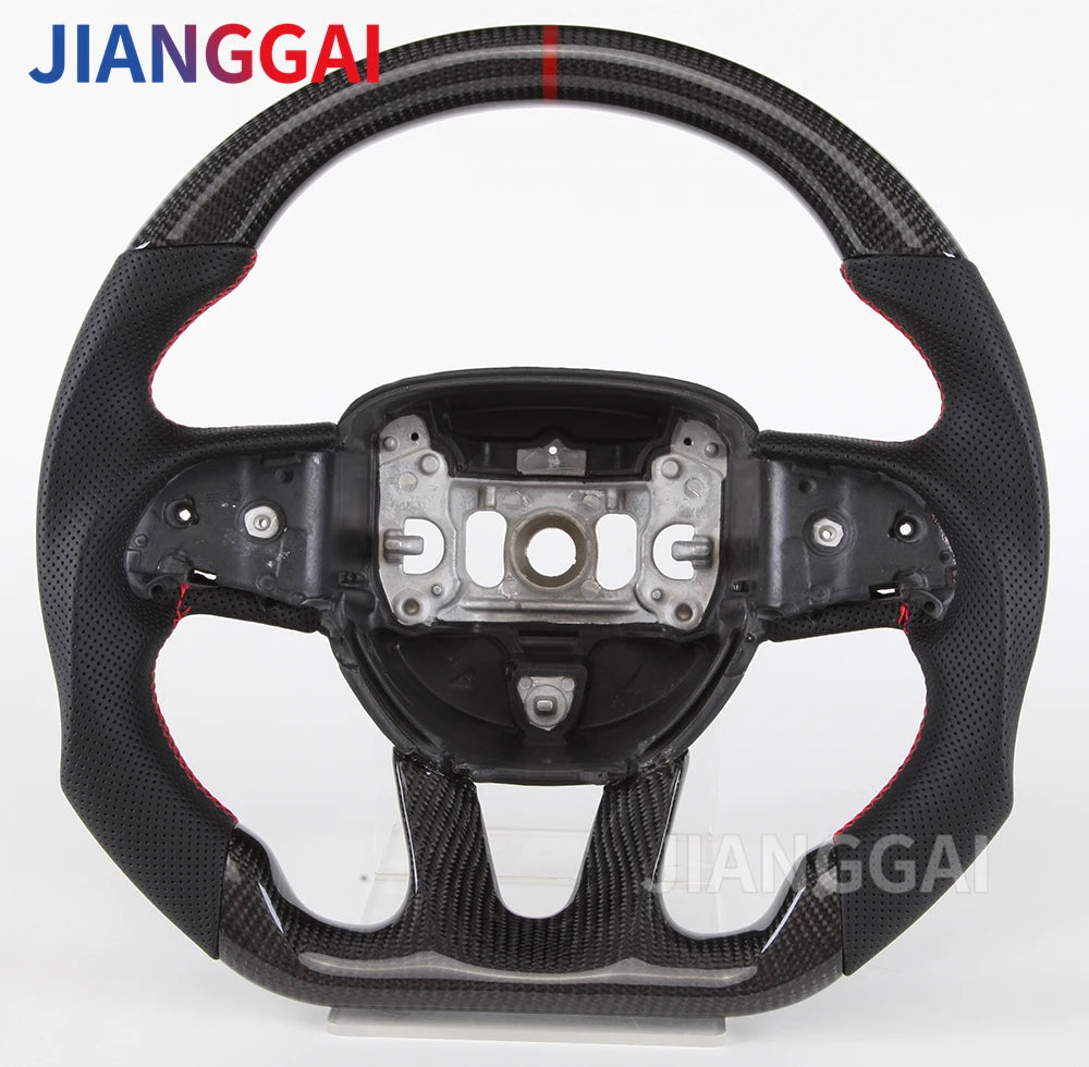 Carbon Fiber Steering Wheel For Dodge Challenger Charger 2015-2022 Alcantara LED Racing Steering Wheel Customized Perforated