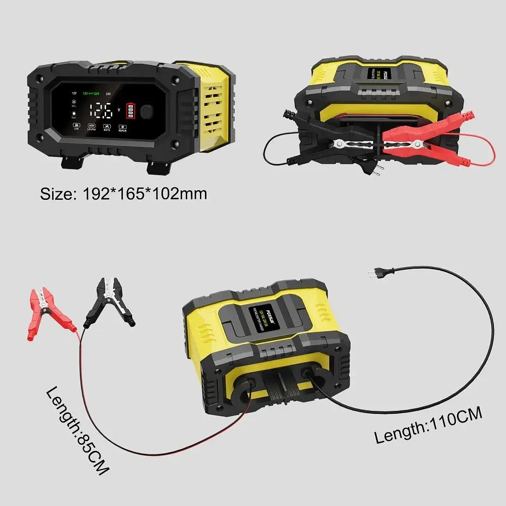 Color: Yellow - FOXSUR 20A/10A Car Motorcycle Battery Charger - Premium Electrical Equipment from NoEnName_Null - Just $121.99! Shop now at Rapidvehicles