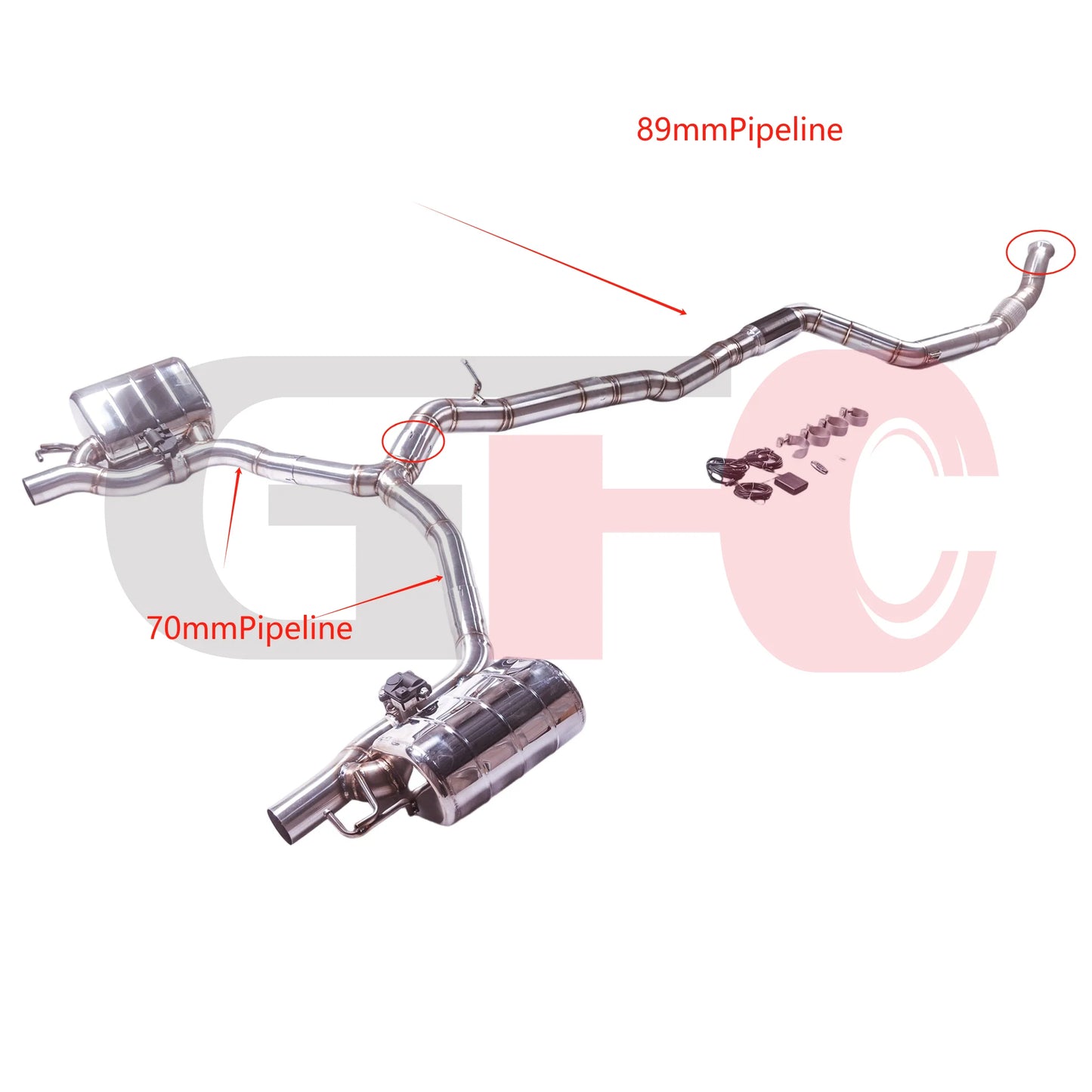 【 Customized Product 】304 stainless steel Mercedes-Benz CLS450 3.0T M256 valve-controlled muffler Exhaust System 89mm