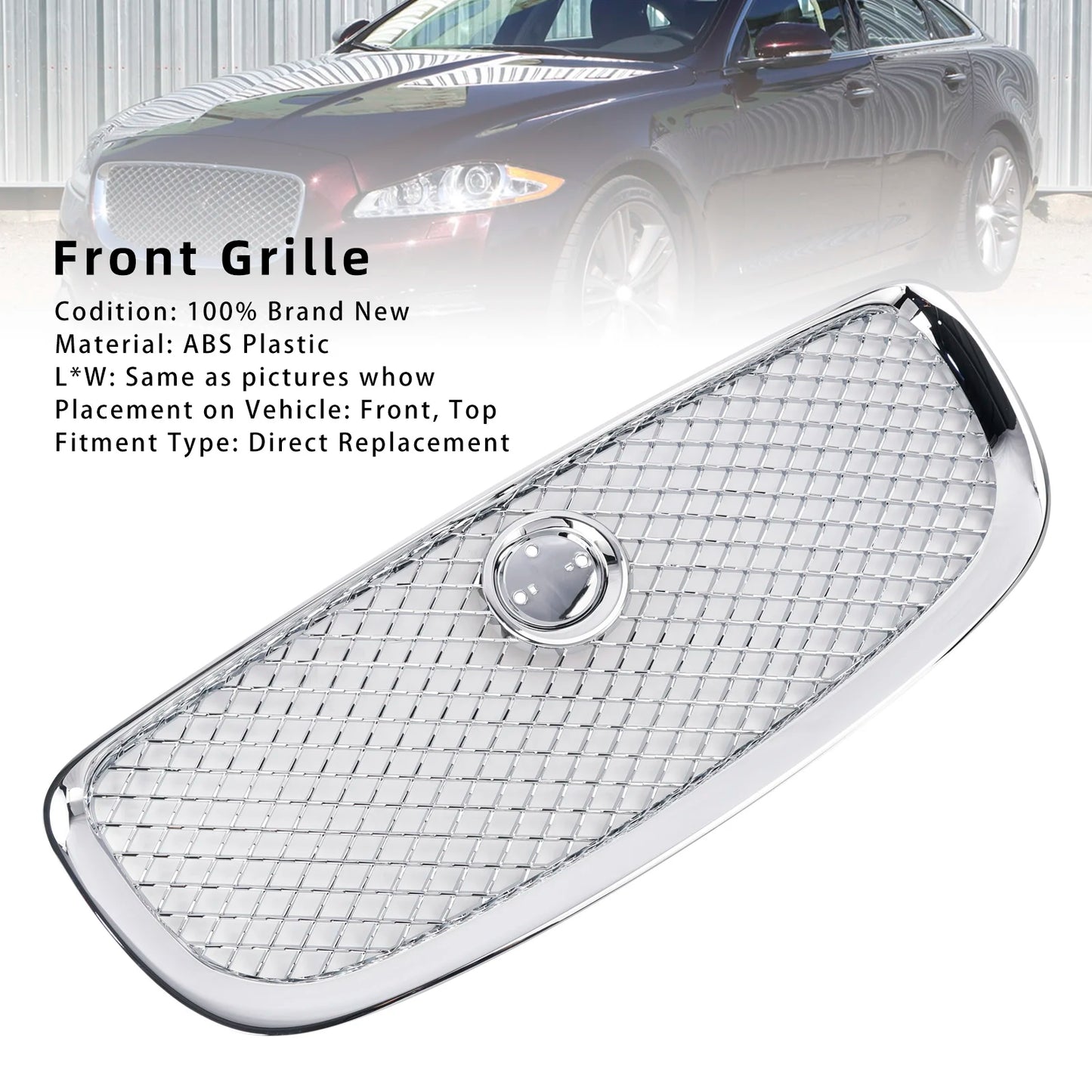 Chrome Front Bumper Grill Grille Fit for Jaguar XJ 2010 2011 2012 2013 2014 2015