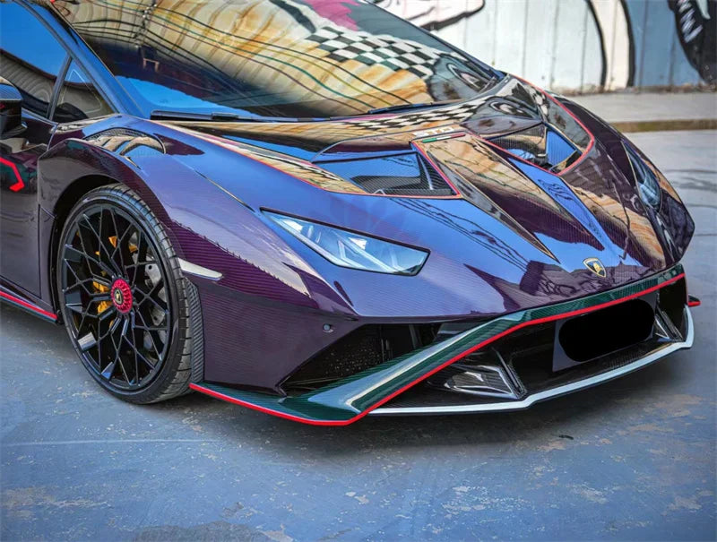Used for Lamborghini Huracan LP610 LP580 EVO STO Style Dry Carbon Fiber Front and Rear Bumper Side Skirts Hood and Body Kit