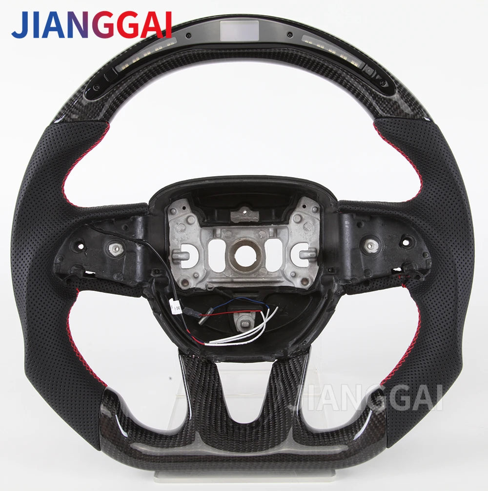 Carbon Fiber Steering Wheel For Dodge Challenger Charger 2015-2022 Alcantara LED Racing Steering Wheel Customized Perforated
