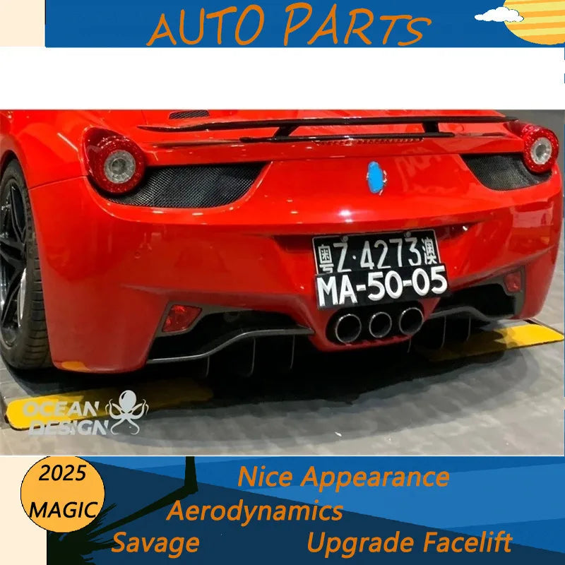 Suitable for Ferrari 458 Modified with Special Carbon Fiber Tail Wing, Front Bumper, Hood, Lip, Rear Spoiler Comparison Trim