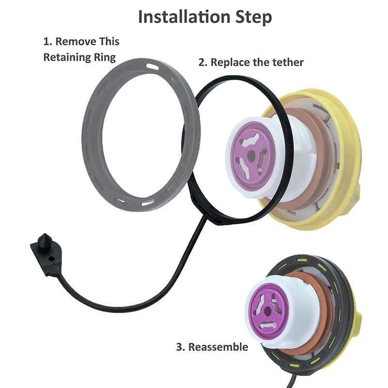 Car Fuel Filler Cap Strap Tether Cord Line Cable Rope Ring Black Fit For Jaguar XF 2008 2009 2010 2011 2012 2013 2014 2015