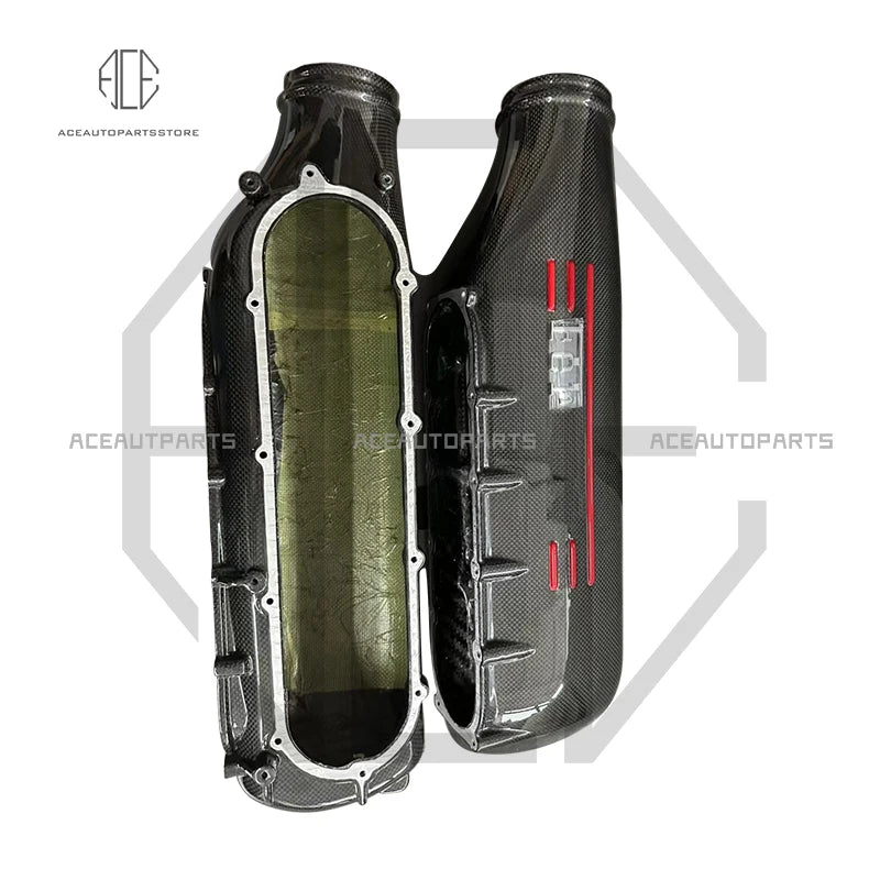 2 Pcs/Set  Dry Carbon Fiber Glossy Engine Air Intake Cover For Ferrari 458 Air Intakes Pipe Professional Auto Accessories