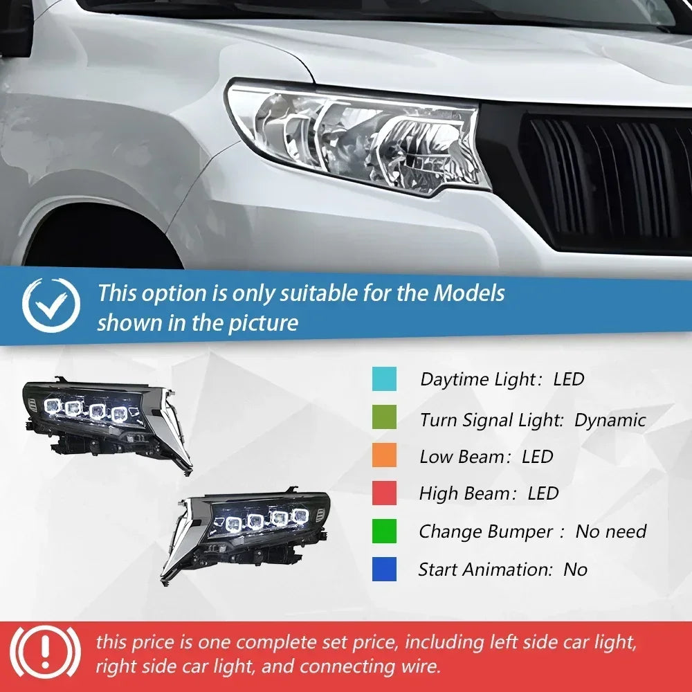 Car Front lamps For Toyota Prado 2018-2023 LED Auto Headlight Assembly Upgrade Bugatti Design Four Projector Lens Accessories