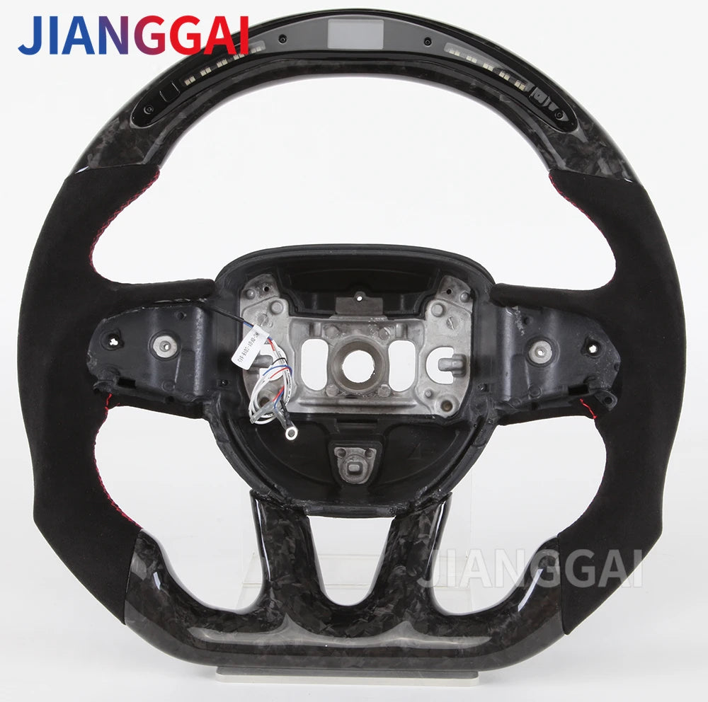 Carbon Fiber Steering Wheel For Dodge Challenger Charger 2015-2022 Alcantara LED Racing Steering Wheel Customized Perforated