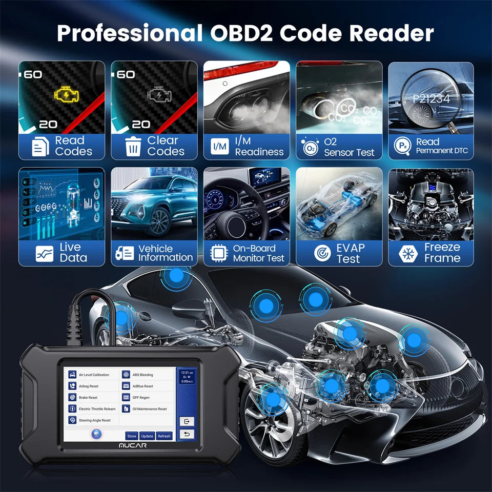 MUCAR CS90 OBD2 Scanner 28 Reset Services Lifetime Free Update Profession Engine Scan Diagnostic Tools Automotive Code Reader