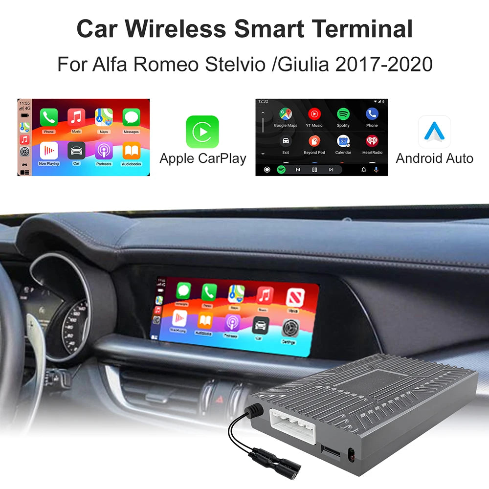 Wireless Carplay for Alfa Romeo Stelvio & Giulia 2017-2020 Models Android Auto Car Play Function Box