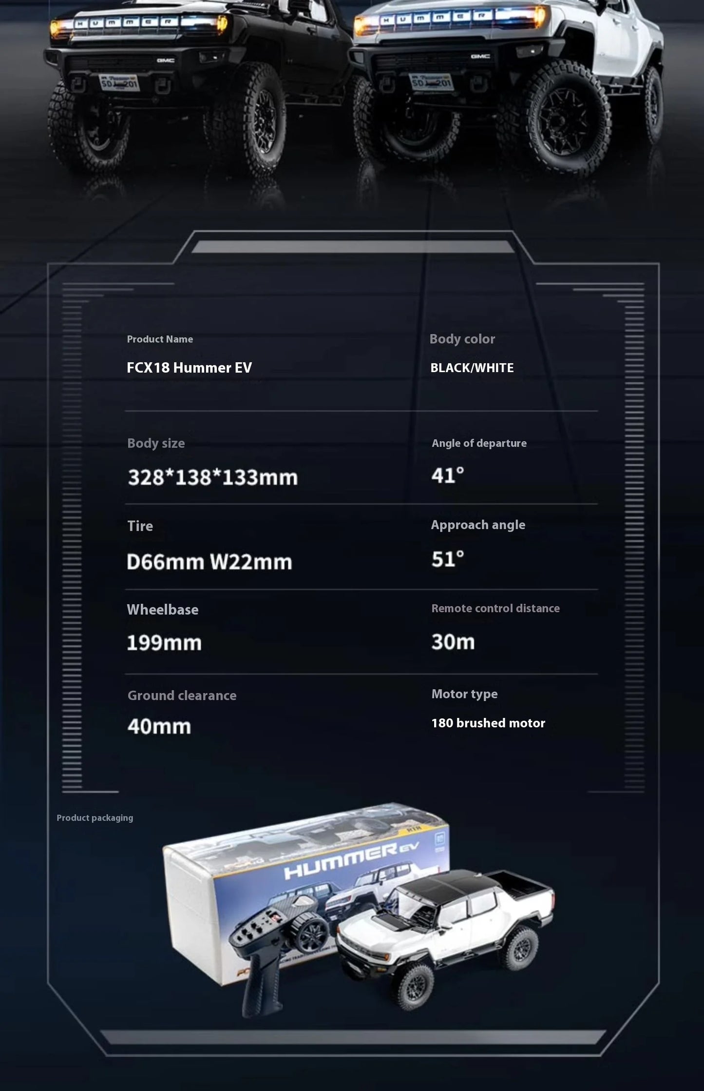 Hot FMS 1:18 Hummer EV Pickup Truck RC Car Remote Control Off-Road Climbing Simulation Model Toy Ideal Festival Gift For Kids