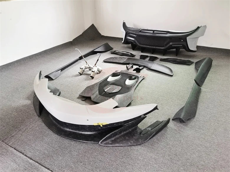 Forged semi-carbon fiber 600LT style front Rear bumper side skirt spoiler rear hood exhaust for McLaren 540C 570S Upgrade 600LT