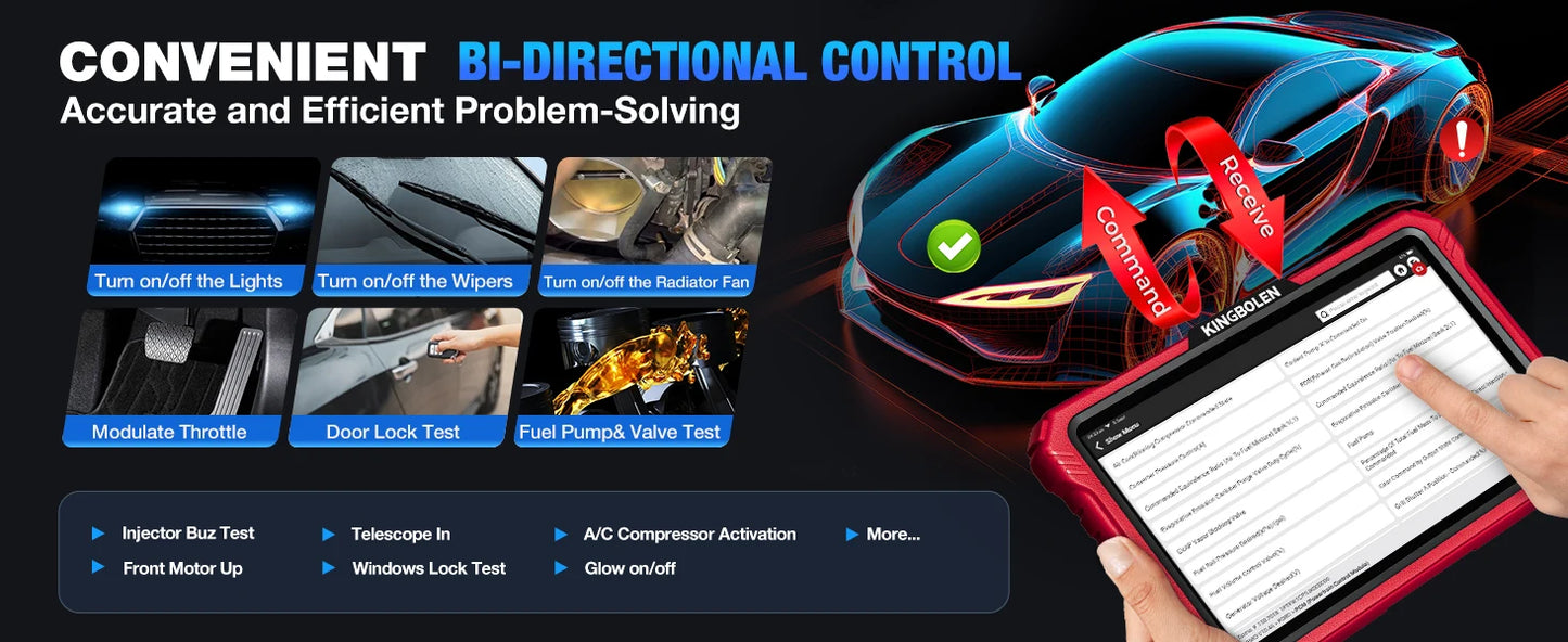2025 KINGBOLEN K10 Pro Bi-Directional Scanner Full Systems Diagnostic Scan Tool, 40 Reset ECU Coding,AutoAuth for FCA SGW