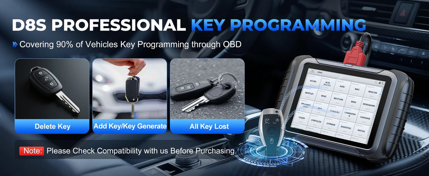 XTOOL D8S Car Diagnostic Tools Bidirectional Scan Tool Automotive Scanner ECU Coding Key Programming 42+ Services Topology Map