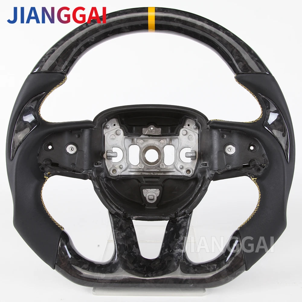 Carbon Fiber Steering Wheel For Dodge Challenger Charger 2015-2022 Alcantara LED Racing Steering Wheel Customized Perforated