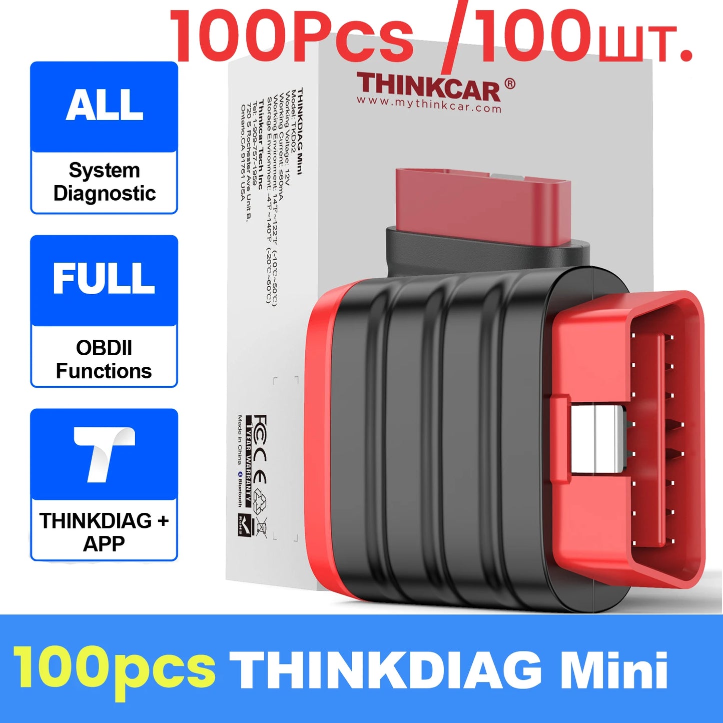 10-100Pcs THINKDIAG Mini/THINKCAR BD6 OBD2 Scanner All Cars Full System Diagnosis Lifetime Free obd 2 Diagnostic Tool