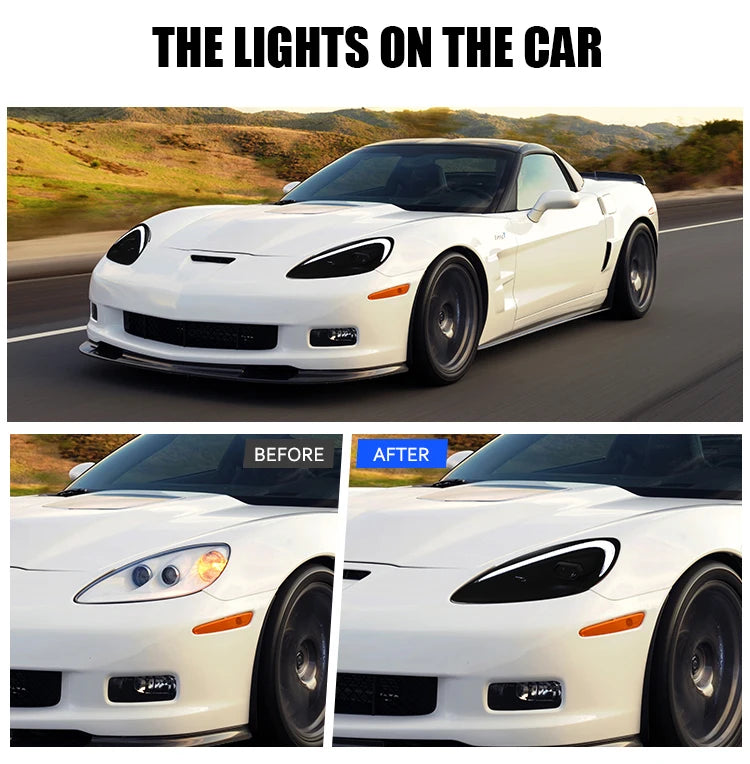 TT-ABC Modified LED Headlight For Chevrolet Corvette C6 2005-2013 Head Lamp With Porsche Design Sequential Turn Signal Assembly